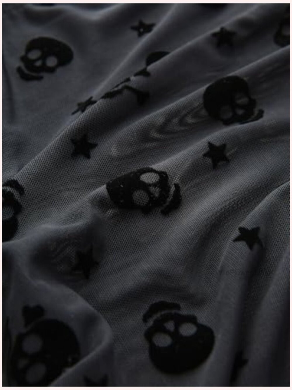 Plus Size Gothic Skull Mesh Flutter Sleeve Lace Up Blouse Top - Picture 5 of 5